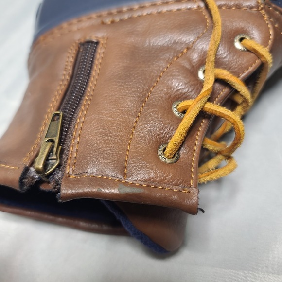 Sperry Saltwater Duck Boots Girls US 4 Navy Brown Waterproof Lace Up Winter - Picture 10 of 14